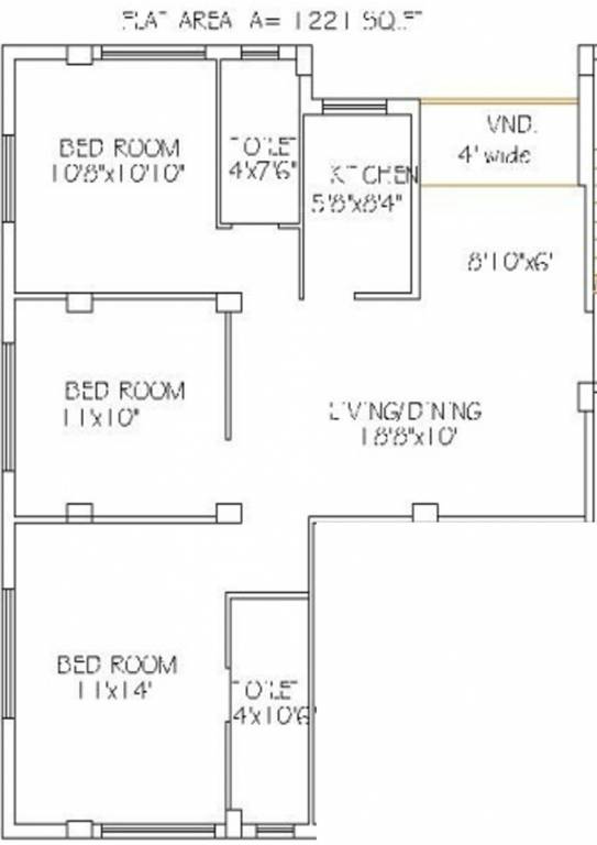 Eden Elegante (3BHK+2T (1,221 sq ft) 1221 sq ft) Eden Elegante (3BHK+2T (1,221 sq ft) 1221 sq ft)