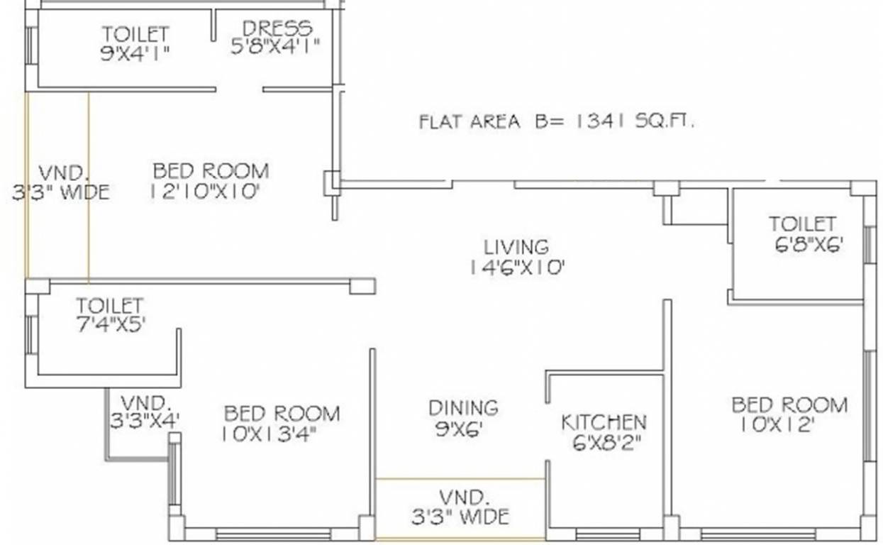 Eden Elegante (3BHK+3T (1,341 sq ft) 1341 sq ft) Eden Elegante (3BHK+3T (1,341 sq ft) 1341 sq ft)