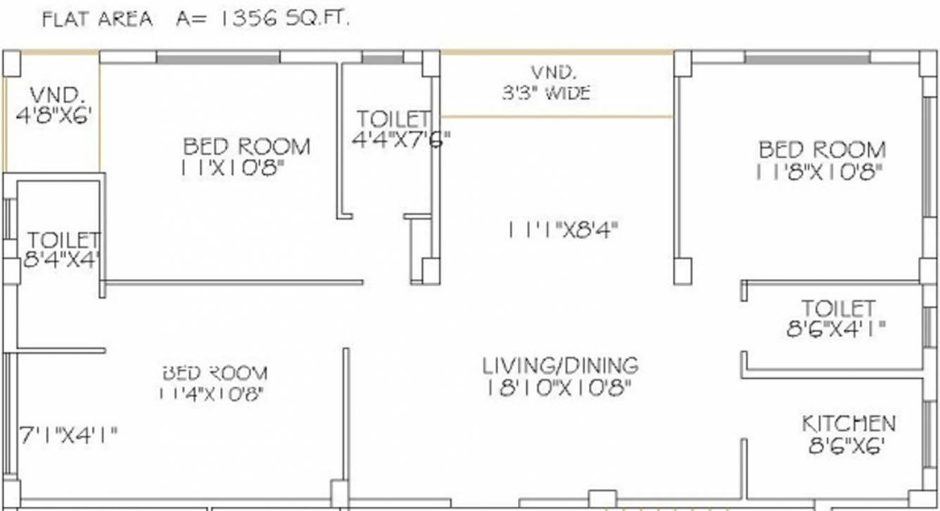 Eden Elegante (3BHK+3T (1,356 sq ft) 1356 sq ft) Eden Elegante (3BHK+3T (1,356 sq ft) 1356 sq ft)