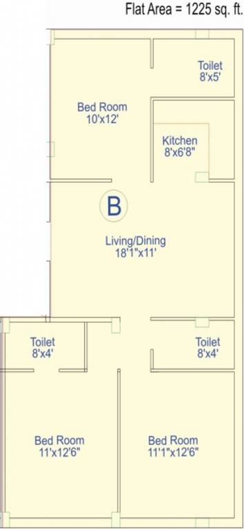 Eden Elegante (3BHK+3T (1,225 sq ft) 1225 sq ft) Eden Elegante (3BHK+3T (1,225 sq ft) 1225 sq ft)