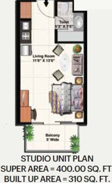CBS The Alpha Studios (1RK+1T (400 sq ft) 400 sq ft)