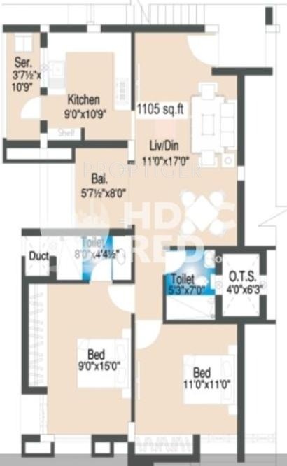 Oracle Oracle Residency (2BHK+2T (1,105 sq ft) 1105 sq ft)
