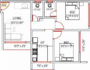 Mohite Realtors Shreeyog Residency (2BHK+2T (631 sq ft) 631 sq ft)