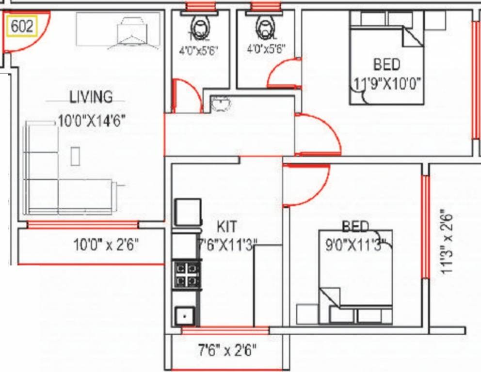 Mohite Realtors Shreeyog Residency (2BHK+2T (631 sq ft) 631 sq ft)