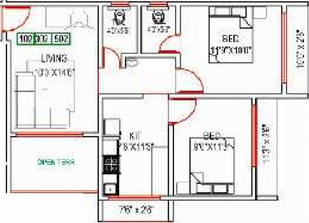 Mohite Realtors Shreeyog Residency (2BHK+2T (636 sq ft) 636 sq ft)