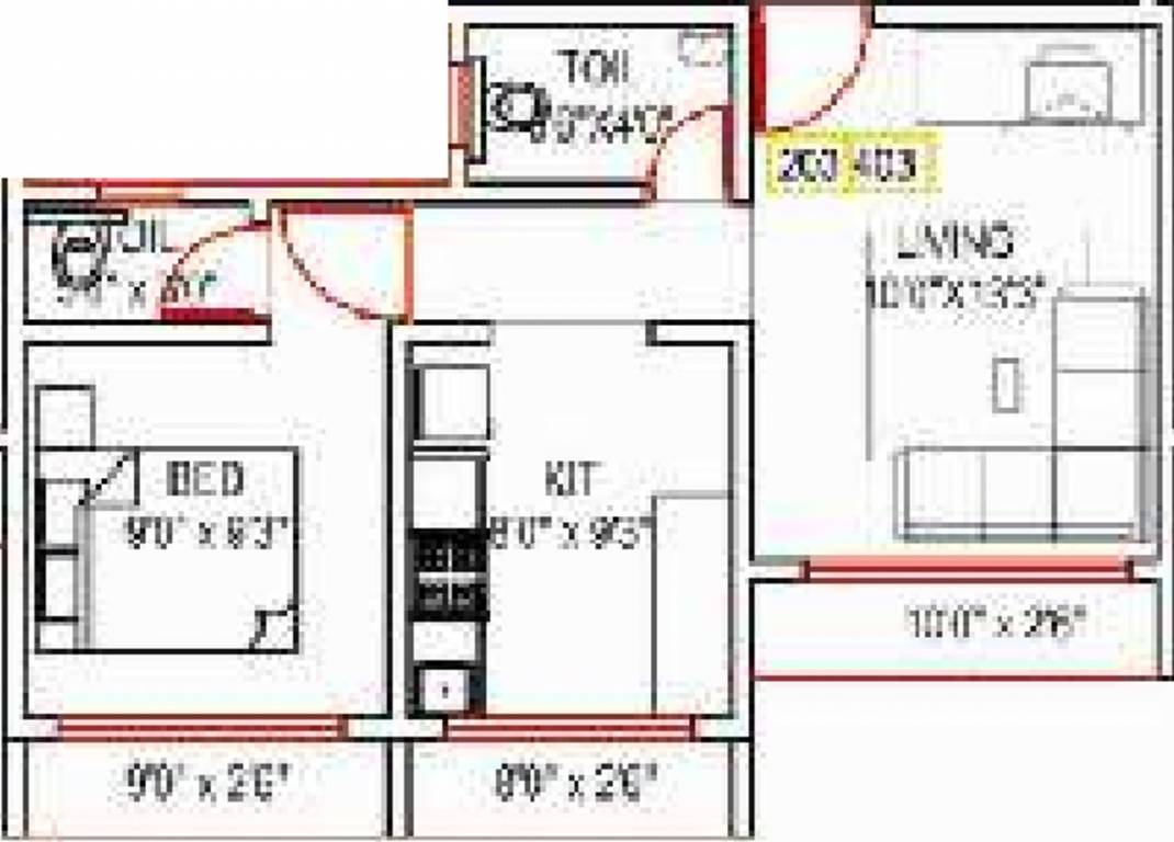 Mohite Realtors Shreeyog Residency (1BHK+2T (445 sq ft) 445 sq ft)