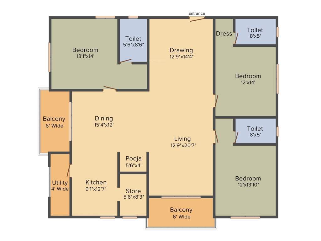 Omsree Green Front (3BHK+3T (2,399 sq ft) + Pooja Room 2399 sq ft)