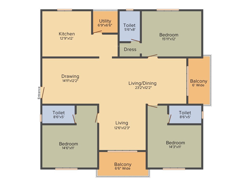 Omsree Green Front (3BHK+3T (2,394 sq ft) 2394 sq ft)