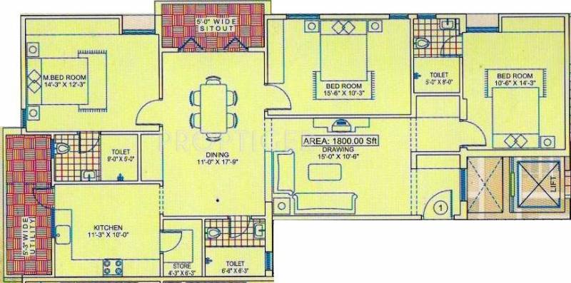 Citadil Ashwini Homes (3BHK+3T (1,800 sq ft) 1800 sq ft)