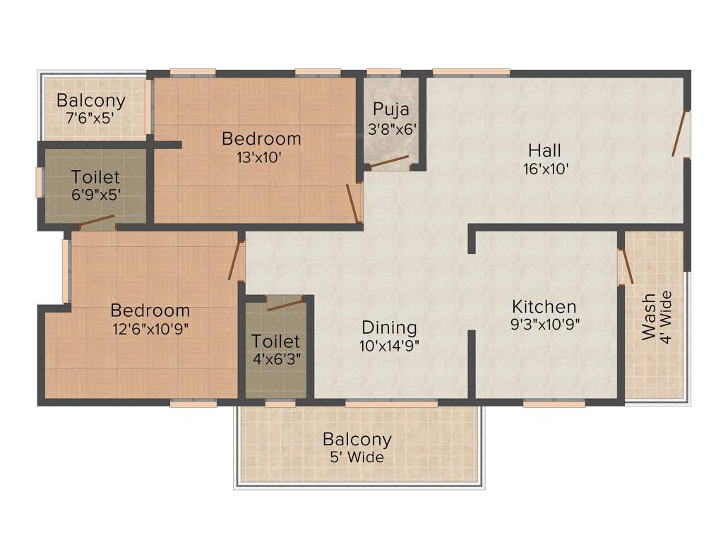 RV Kumuda (2BHK+2T (1,222 sq ft) + Pooja Room 1222 sq ft)