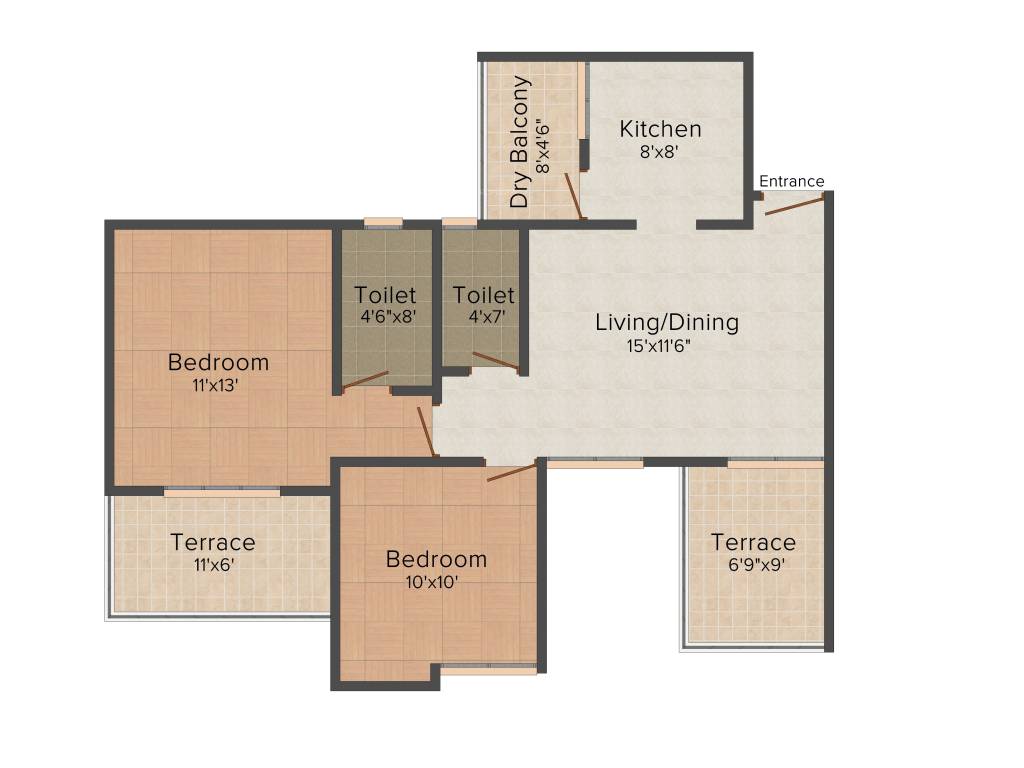 Shriram L Square (2BHK+2T (1,020 sq ft) 1020 sq ft)
