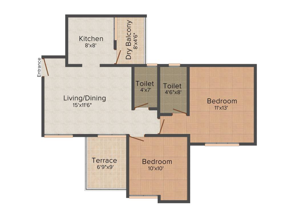 Shriram L Square (2BHK+2T (925 sq ft) 925 sq ft)