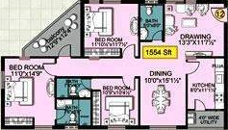 Shanta Padmanabha Residency (3BHK+3T (1,554 sq ft) 1554 sq ft)