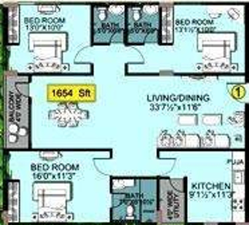Shanta Padmanabha Residency (3BHK+3T (1,654 sq ft) 1654 sq ft)