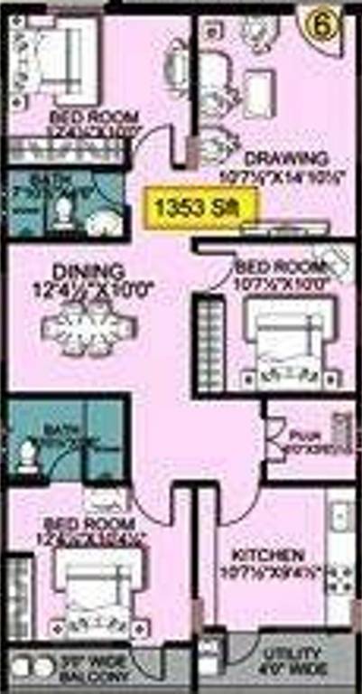 Shanta Padmanabha Residency (3BHK+2T (1,353 sq ft) 1353 sq ft)