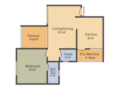 Pride Silver Crest (1BHK+2T (669 sq ft) 669 sq ft)