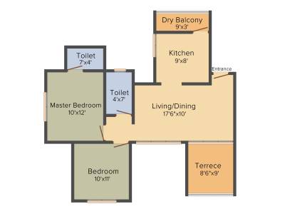 Pride Silver Crest (2BHK+2T (883 sq ft) 883 sq ft)