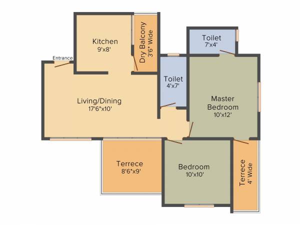 Pride Silver Crest (2BHK+2T (941 sq ft) 941 sq ft)