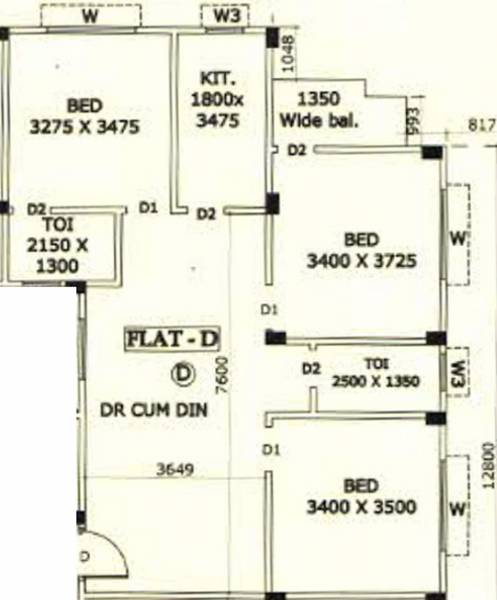 HM Group Sitara Apartment (3BHK+2T (1,203 sq ft) 1203 sq ft)