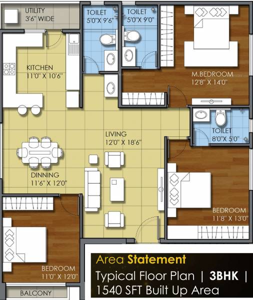 Subha Venus Signature (3BHK+3T (1,540 sq ft) 1540 sq ft) Subha Venus Signature (3BHK+3T (1,540 sq ft) 1540 sq ft)