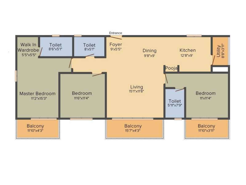SBR The Nest (3BHK+3T (1,896 sq ft) + Pooja Room 1896 sq ft)