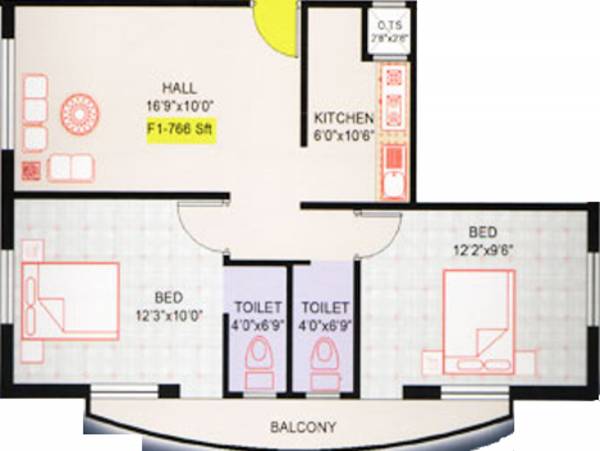  Sri Lax Apartments (2BHK+2T (766 sq ft) 766 sq ft)