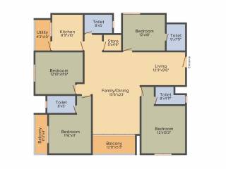 Pacifica Happiness Towers (4BHK+4T (2,323 sq ft) 2323 sq ft)