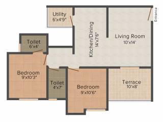 Lotus Pinnacle (2BHK+2T (745 sq ft) 745 sq ft)