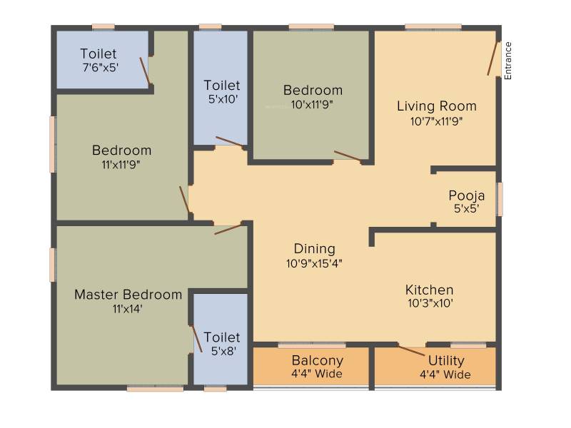 Rochishmati Noveo Homes (3BHK+3T (1,620 sq ft) + Pooja Room 1620 sq ft)