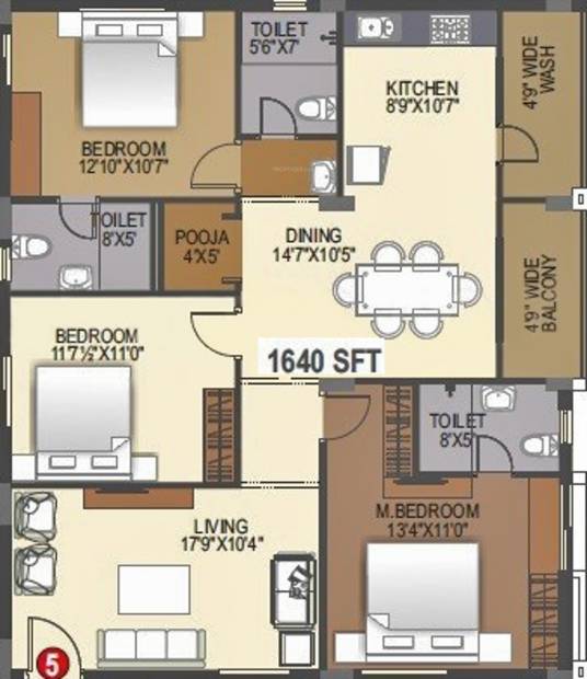 Rochishmati Noveo Homes (3BHK+2T (1,640 sq ft) + Pooja Room 1640 sq ft)