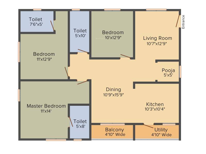 Rochishmati Noveo Homes (3BHK+3T (1,695 sq ft) + Pooja Room 1695 sq ft)