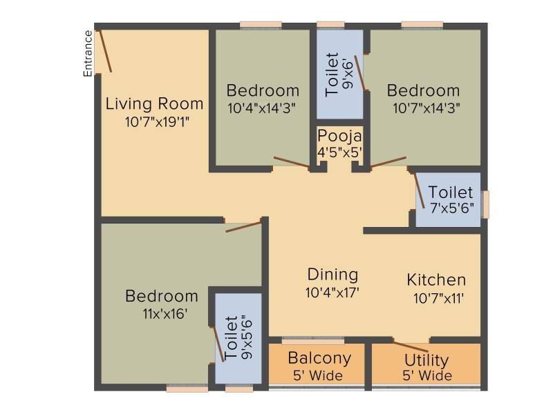 Rochishmati Noveo Homes (3BHK+3T (1,835 sq ft) + Pooja Room 1835 sq ft)