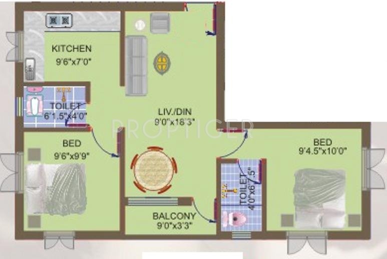 Hi Ajitha (2BHK+2T (782 sq ft) 782 sq ft)