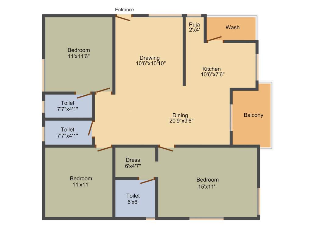 Sai Jyothi Constructions Hyderabad Keerthi Prime (3BHK+3T (1,400 sq ft) + Pooja Room 1400 sq ft)