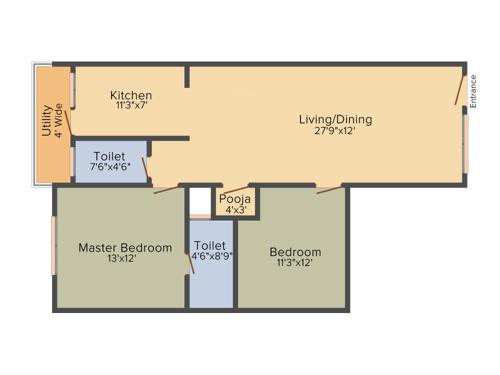 Poorvi Shreepradha (2BHK+2T (1,117 sq ft) + Pooja Room 1117 sq ft)