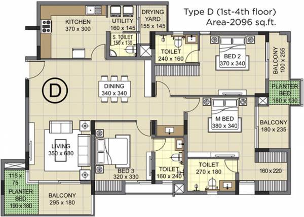 Skyline Skyline Grand Terrace (3BHK+4T (2,096 sq ft) 2096 sq ft)