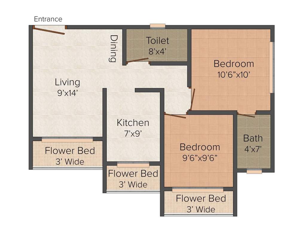 Sagar Platinum Sagar Jewels (2BHK+2T (805 sq ft) 805 sq ft)
