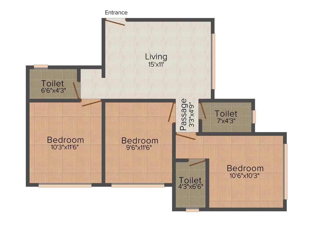 Heena Gokul Valley (3BHK+3T (1,305 sq ft) 1305 sq ft)