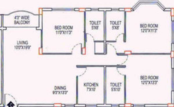 Liberty Uttam Tower (3BHK+3T (1,547 sq ft) 1547 sq ft)
