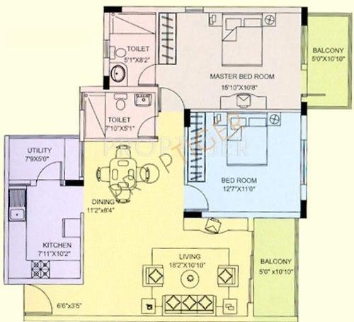 NCC Nagarjuna Green Woods (2BHK+2T (1,200 sq ft) 1200 sq ft)