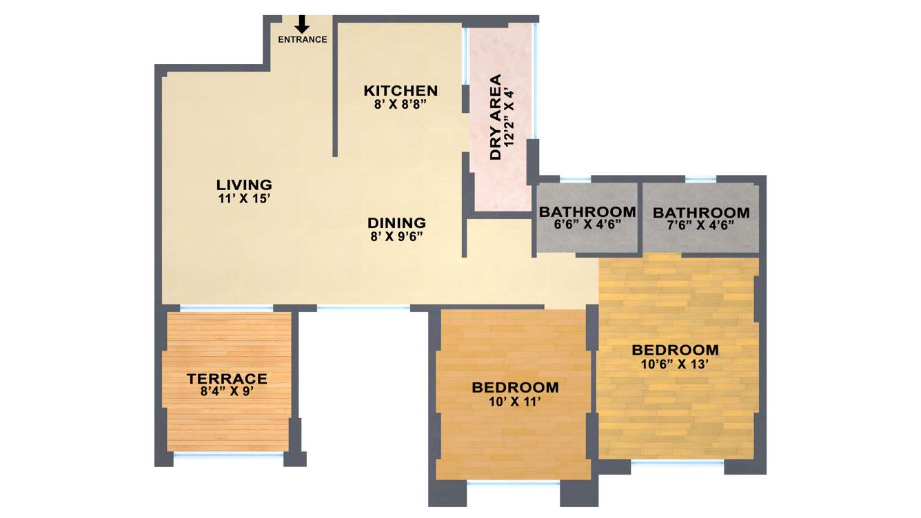 Jhala Mahalunge Riveria (2BHK+2T (1,094 sq ft) 1094 sq ft)