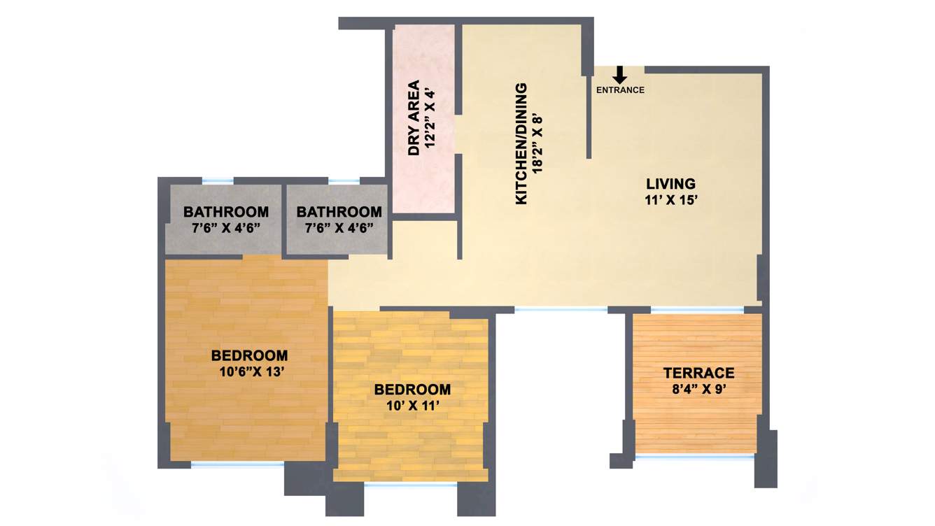 Jhala Mahalunge Riveria (2BHK+2T (1,075 sq ft) 1075 sq ft)