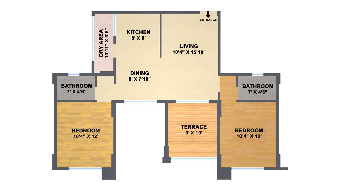 Jhala Mahalunge Riveria (2BHK+2T (1,046 sq ft) 1046 sq ft)