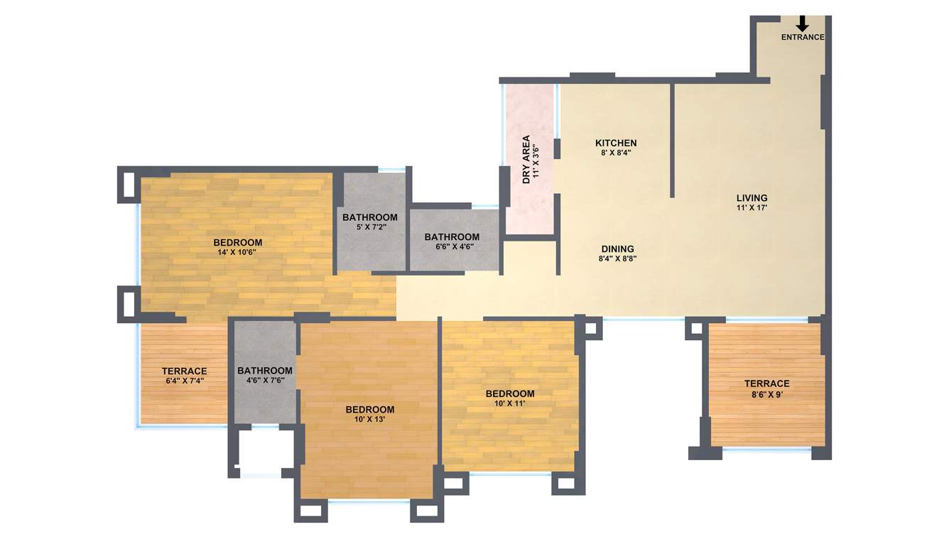 Jhala Mahalunge Riveria (3BHK+3T (1,440 sq ft) 1440 sq ft)