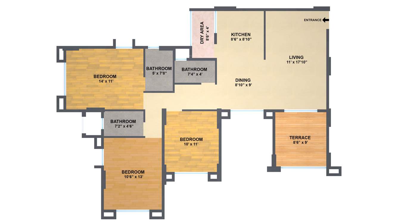 Jhala Mahalunge Riveria (3BHK+3T (1,420 sq ft) 1420 sq ft)