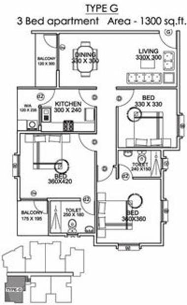 Asset Metro Bay (3BHK+2T (1,300 sq ft) + Pooja Room 1300 sq ft)