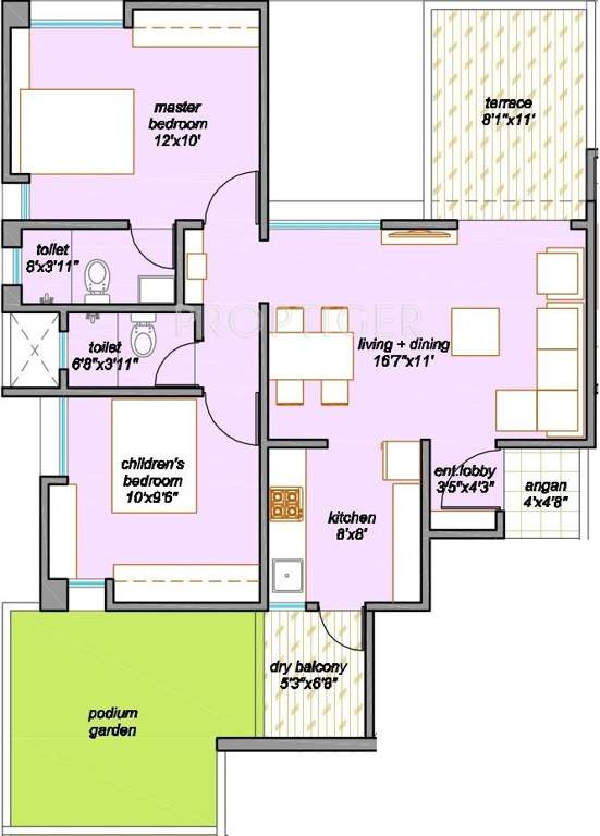 Majestique Palm Atlantis (2BHK+2T (1,208 sq ft) 1208 sq ft)
