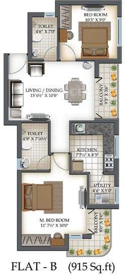 Ranga Azhal (2BHK+2T (780 sq ft) 780 sq ft)