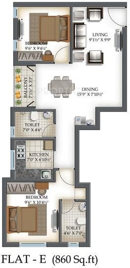 Ranga Azhal (2BHK+2T (860 sq ft) 860 sq ft)