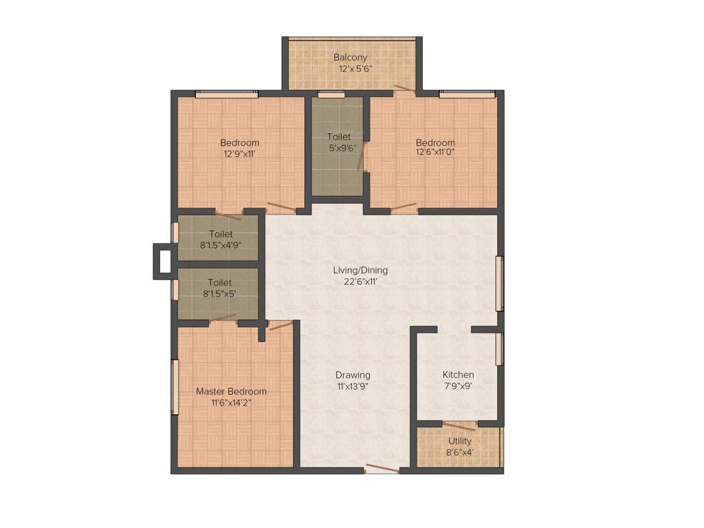 Gowra Green Living (3BHK+3T (1,623 sq ft) 1623 sq ft)